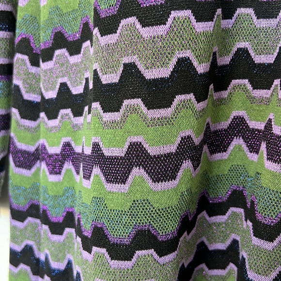 ZARA GEOMETRIC STRIPE PRINT METALLIC FIBERS FRONT KEYHOLES ~ SIZE MEDIUM - Picture 9 of 11